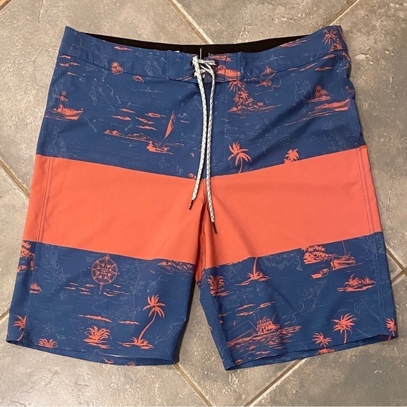 Salty Crew Topwater Boardshort Boardshorts Blue Pink Fishing Swim Surf Size 38 - Picture 3 of 11